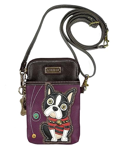 Chala Boston Terrier Cellphone Crossbody Handbag - Convertible Strap 5" x 7.5" x 1"