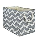 DII Polyester Container with Handles, Chevron Storage Bin, Medium, Gray