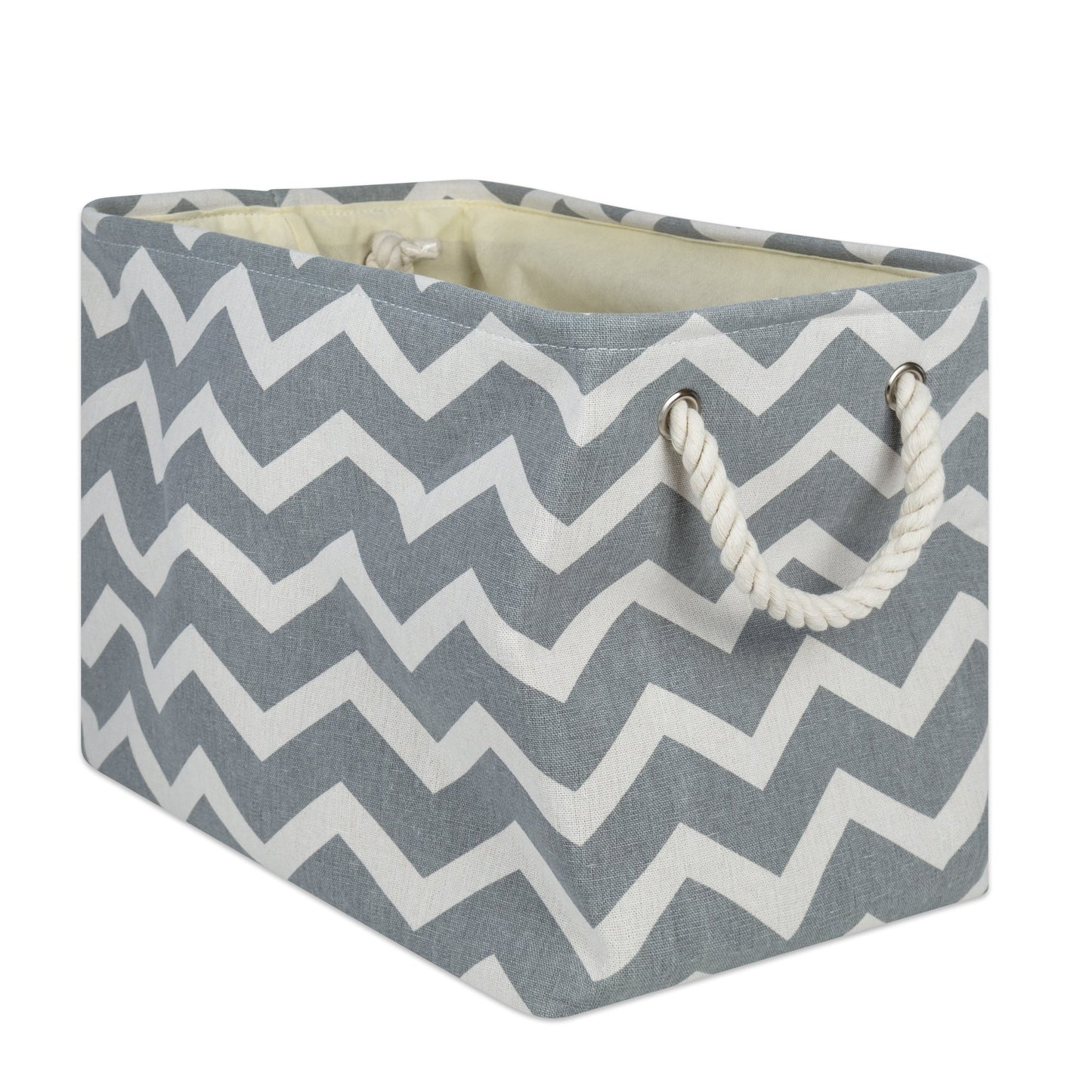 DII Polyester Container with Handles, Chevron Storage Bin, Medium, Gray