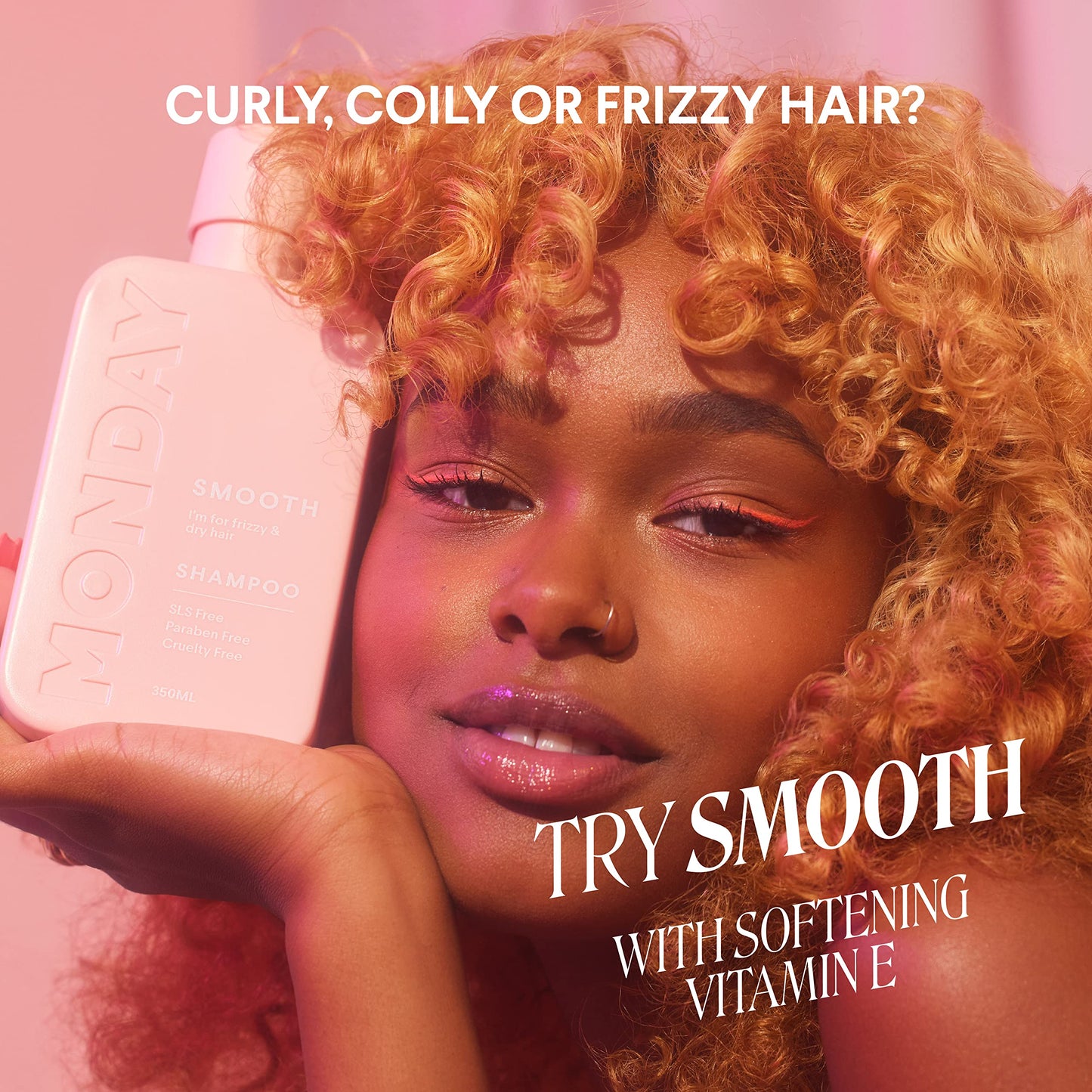 MONDAY HAIRCARE Smooth Shampoo + Conditioner Bathroom Set (2 Pack) 30oz Each for Frizzy, Coarse, and Curly Hair, Made from Coconut Oil, Shea Butter