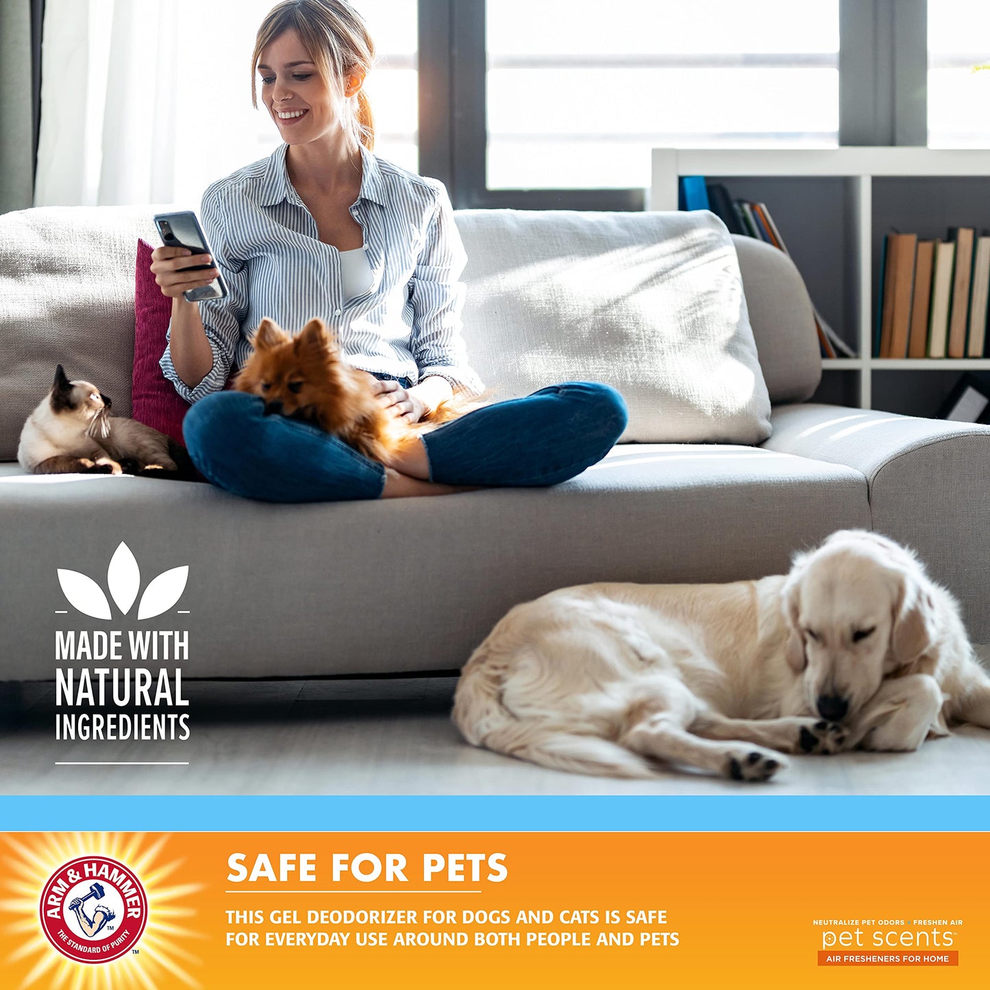 Arm & Hammer Pet Air Care Deodorizing Gel Beads, Fresh Breeze Scent, 12oz Odor Neutralizer with Baking Soda for Pet Smell Control