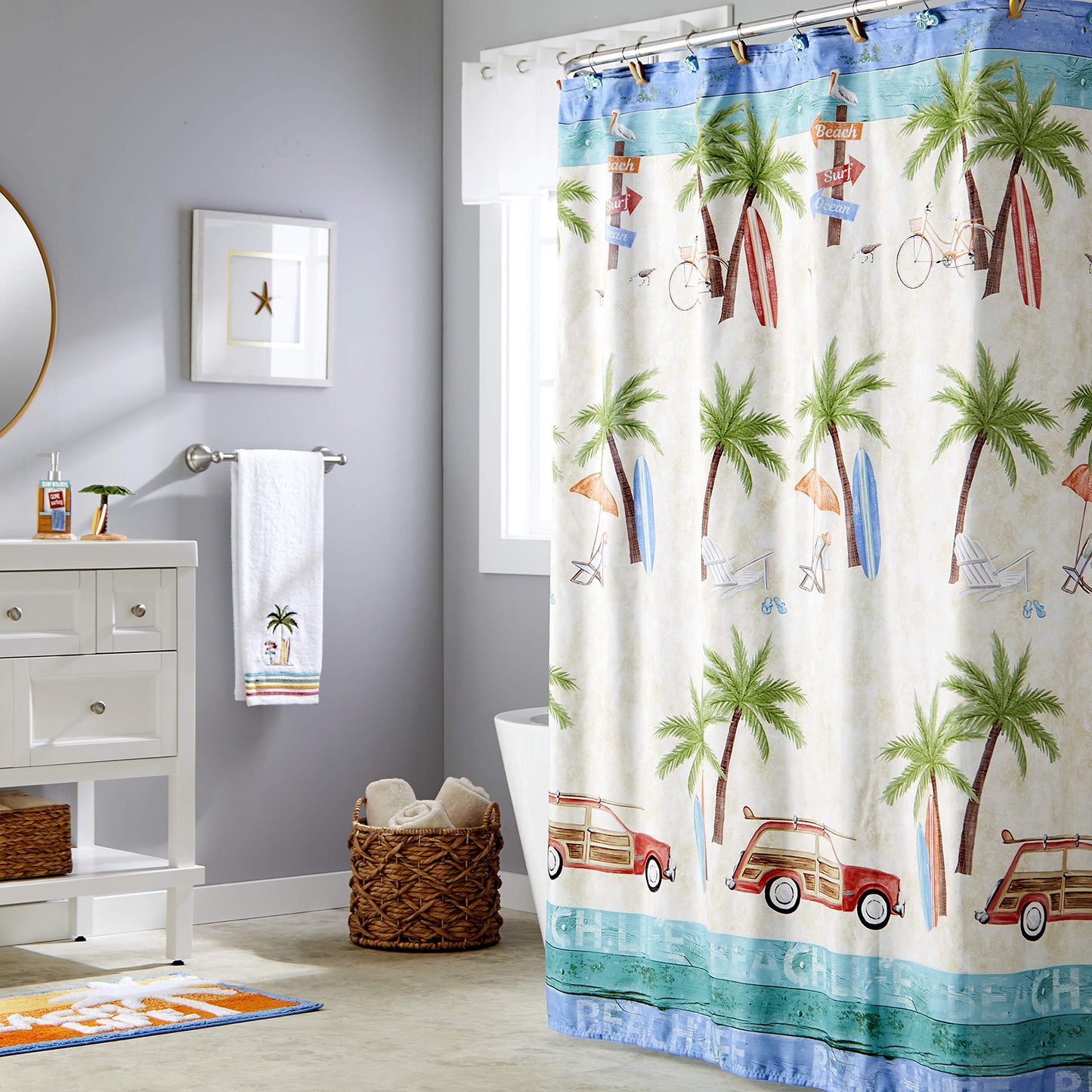 SKL Home by Saturday Knight Ltd. Paradise Beach Fabric Shower Curtain, Multicolored 70"x72"
