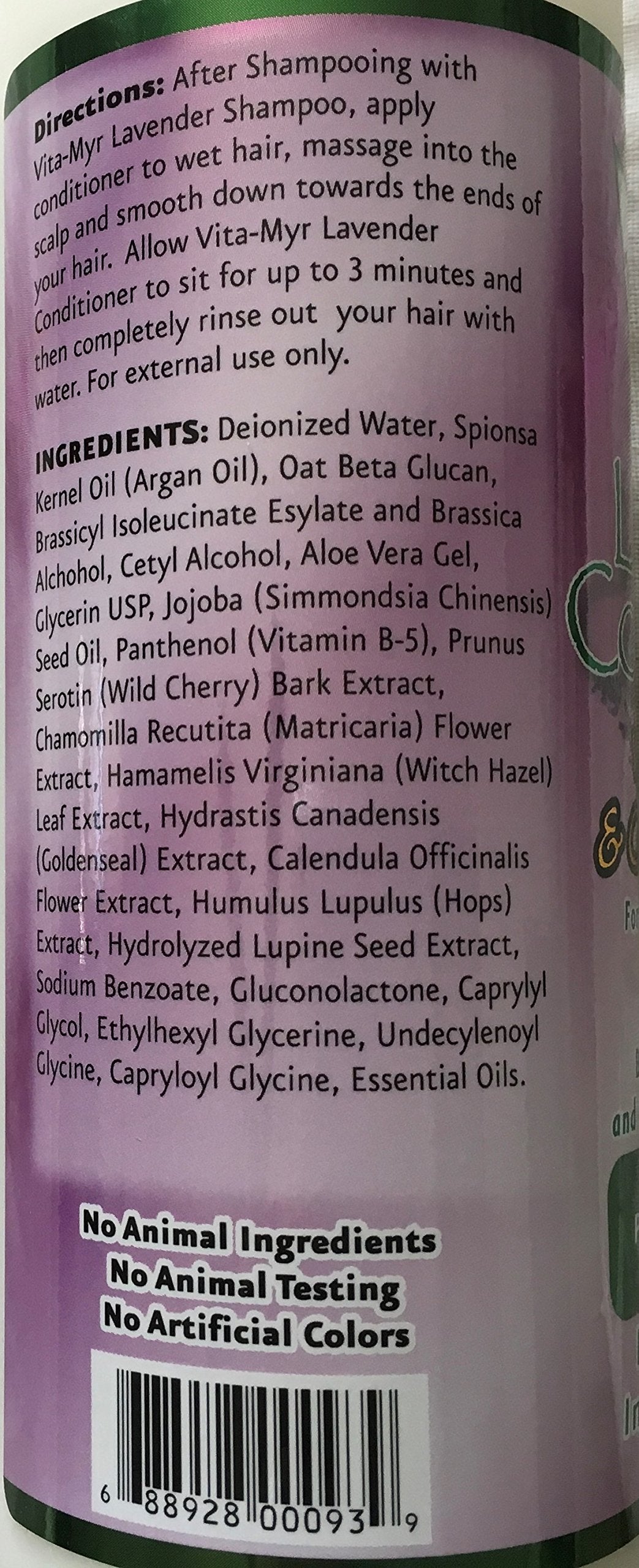 Vitamyr Lavender Care Set 16 Oz Natural Shampoo & 16 Oz Natural Conditioner Botanical Ingredients Vegan & Gluten Free Safe & Effective for all Hair