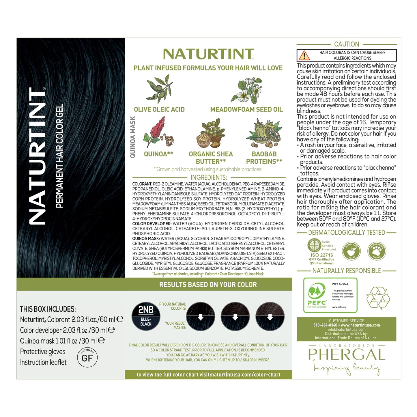 Naturtint 2NB Blue Black Permanent Hair Color (Pack of 1), Ammonia Free, Vegan, Cruelty Free, up to 100% Gray Coverage, Long Lasting Results