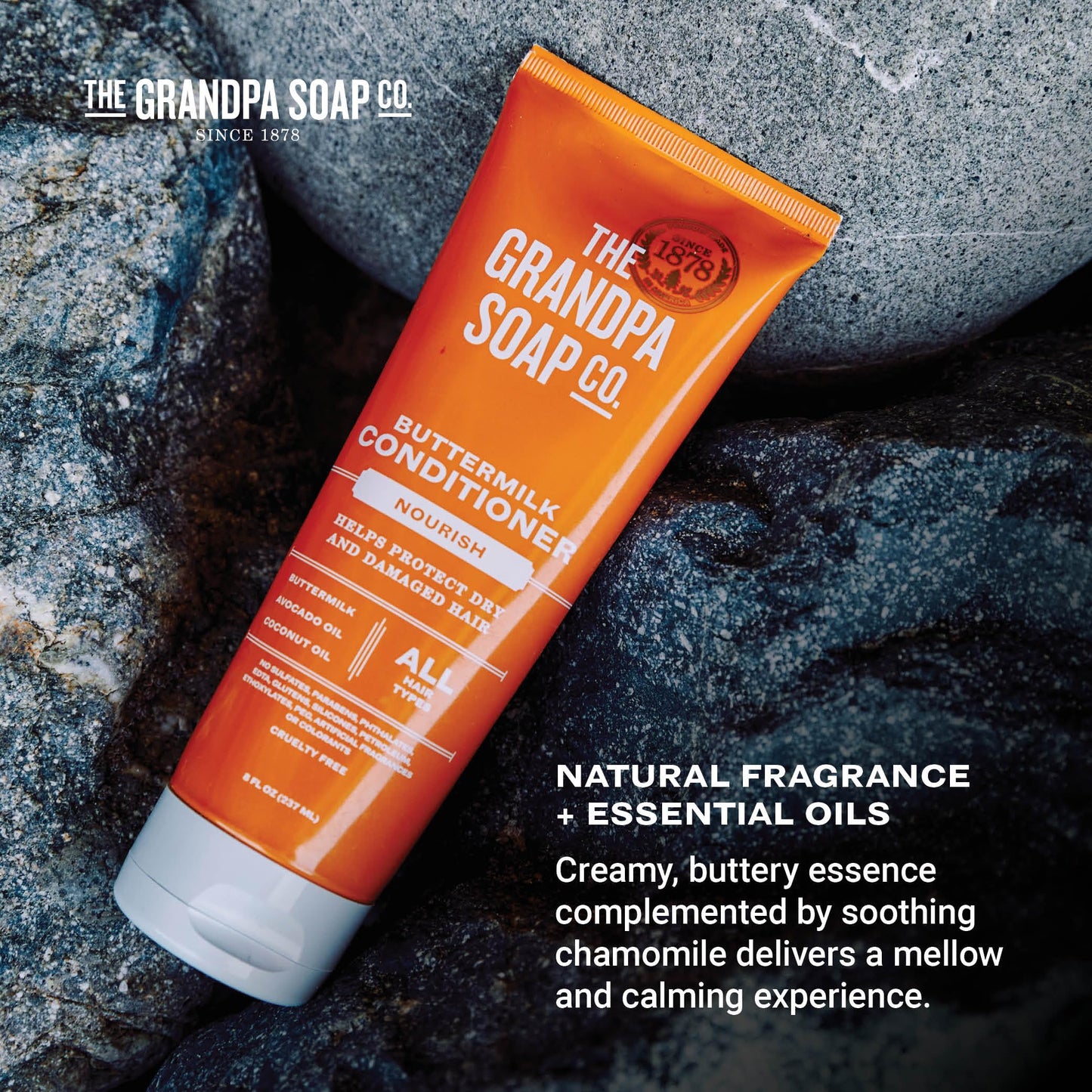The Grandpa Soap Company Buttermilk Conditioner - Nourishing Formula to Help Strengthen and Hydrate Hair, With Coconut Oil & Silk Protein, Sulfates