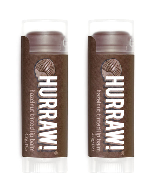 Hurraw! Hazelnut Tinted Lip Balm, 2 Pack: (Sheer Brown Tint) Organic, Certified Vegan, Cruelty and Gluten Free. Non-GMO, 100% Natural Ingredients.