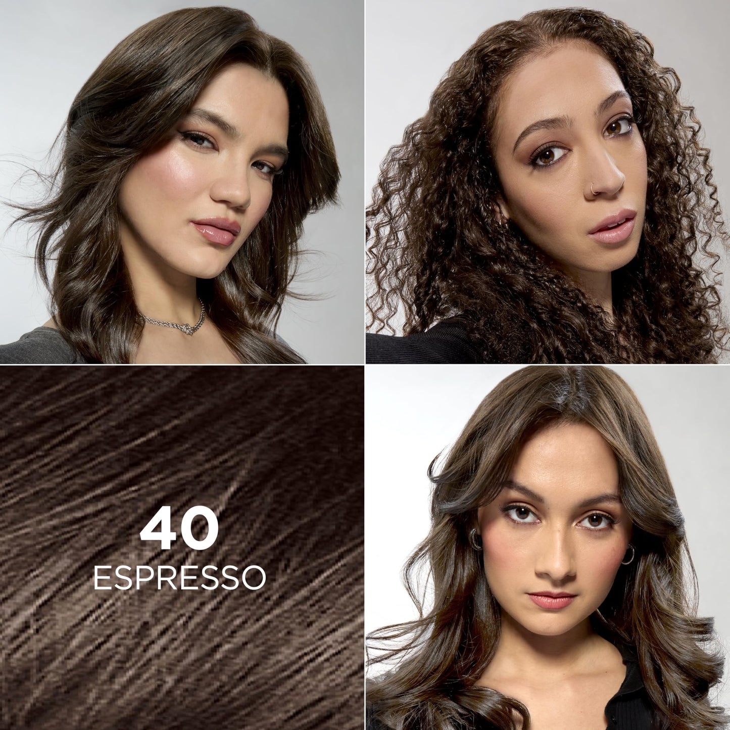 L'Oreal Paris Feria Multi-Faceted Shimmering Permanent Hair Color, 40 Espresso, Pack of 1 Hair Dye Kit