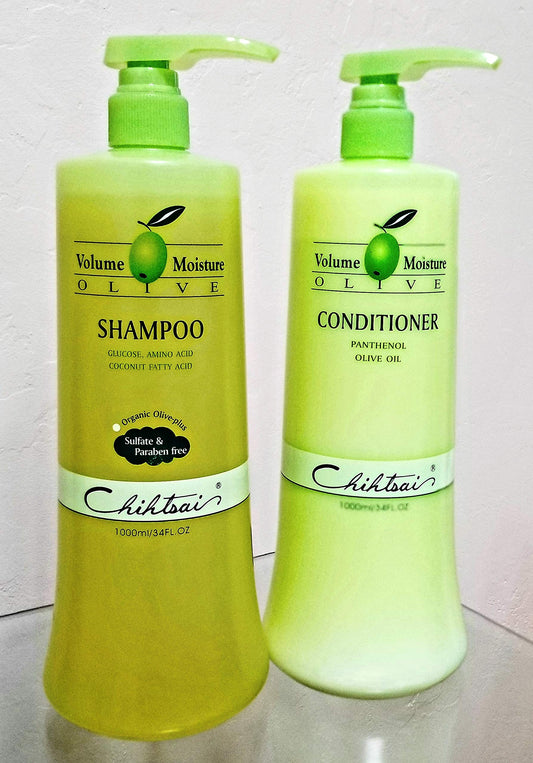 Chihtsai Volume Moisture Olive Shampoo & Conditioner Set Sulfate and Paraben free (34 Fl.oz)
