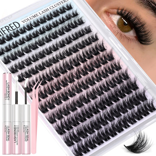 Winifred Lash Clusters Kit Wispy Cluster Eyelash Extensions Fluffy Eyelash Clusters Kit Natural DIY Lash Clusters 10-16mm Lash Extensions D Curve Beauty and Personal Care Winifred Default Title