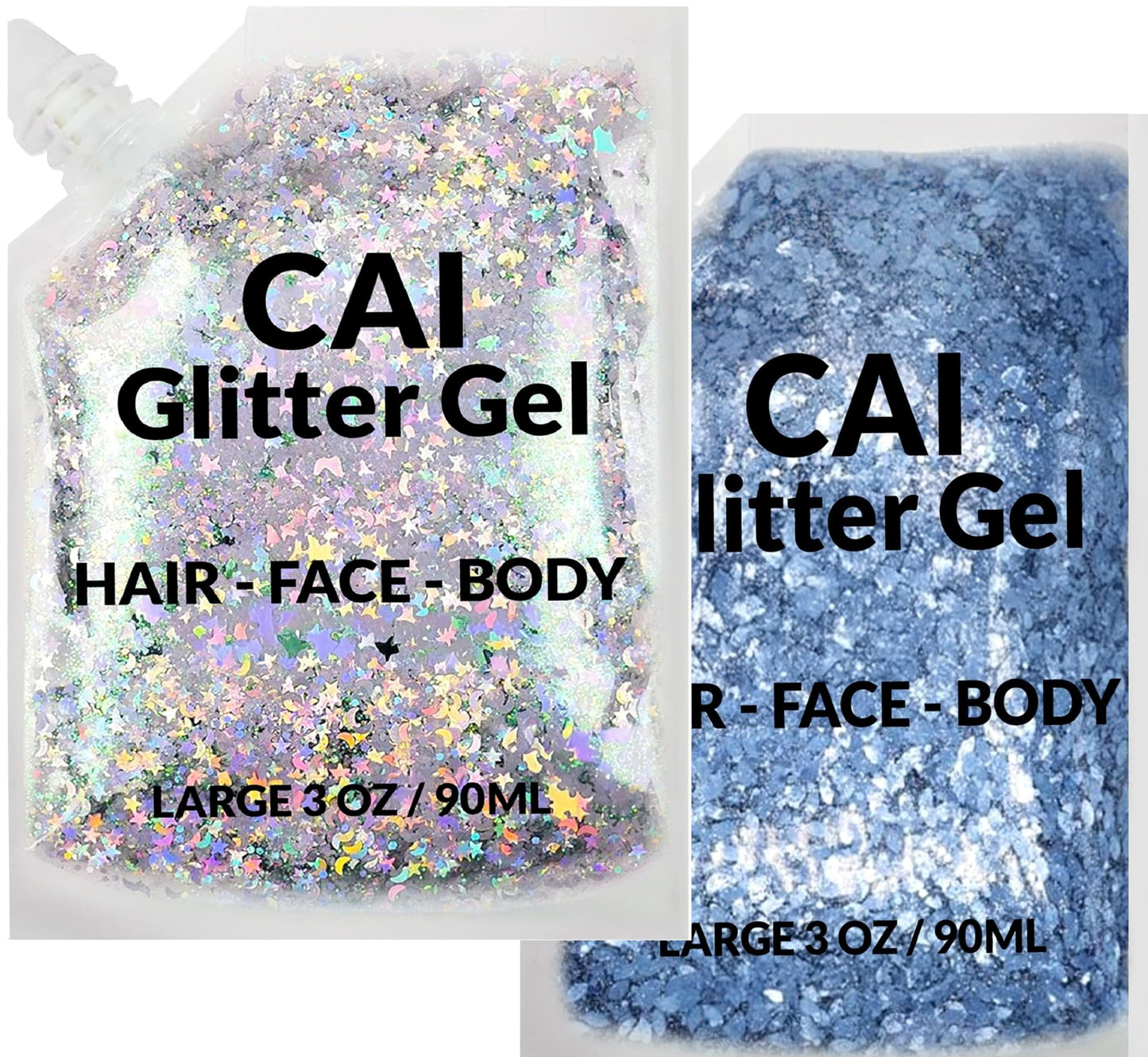Face, Body & Hair Glitter Gel - Halloween Glitter for Kids and Women - 3 Oz Cosmetic-Grade Gel w/Moon & Stars for Festivals & Halloween Party, Easy