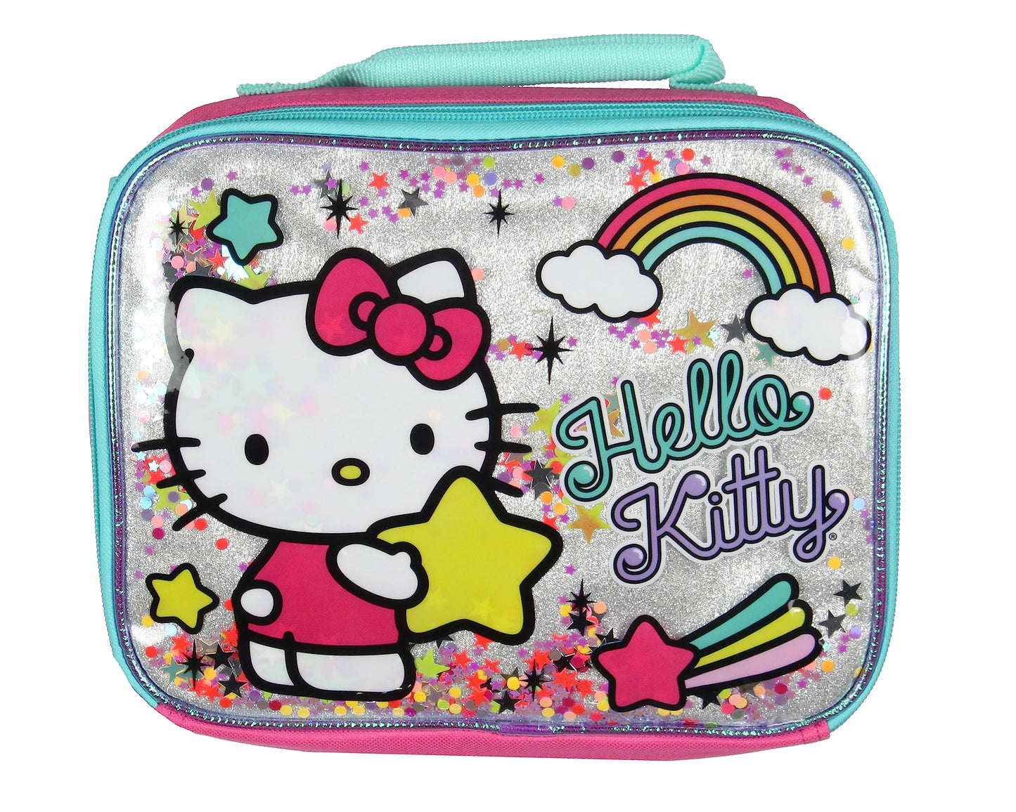 AI ACCESSORY INNOVATIONS Sanrio Hello Kitty Glitter 2 Piece School Travel Backpack Set For Girls With Detachable Insulated Lunch Box