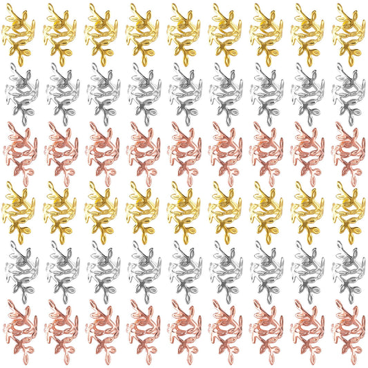 CustomyLife 150pcs Leaf Hair Jewelry for Dreadlock, Non-Faded Metal Braid Hair Beads, Locs Hair Cuff Clip Ring Charm Accessories for Earring Necklace