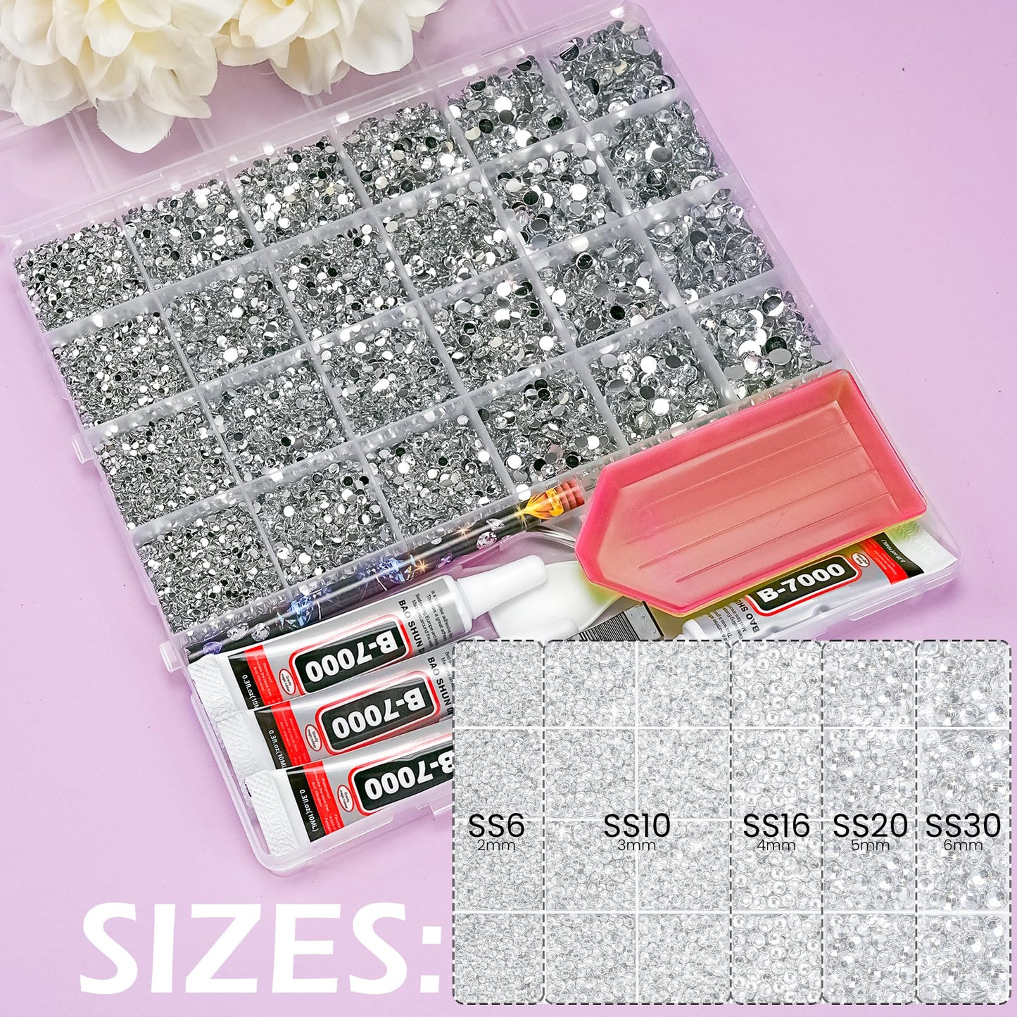 LOTWOW Silver Bedazzler Kit with Rhinestones Beauty and Personal Care LOTWOW