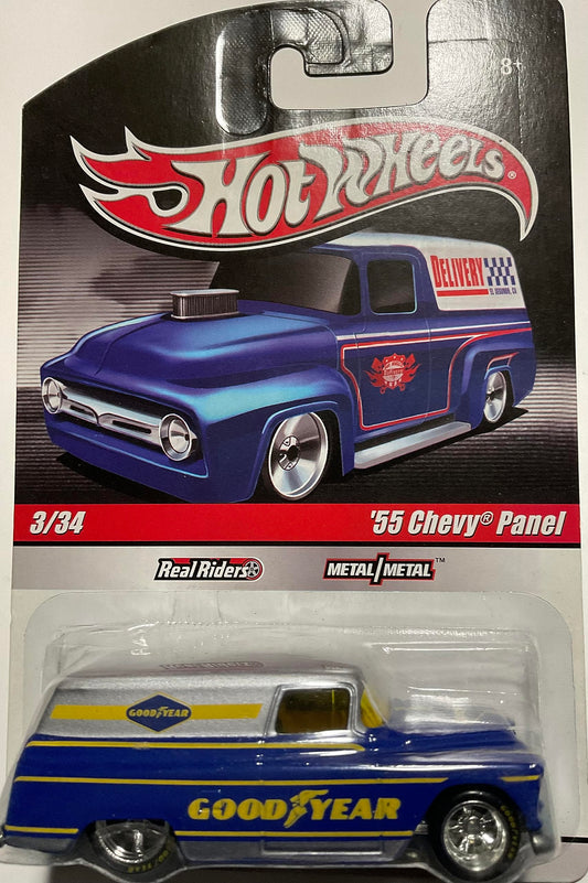 Hot Wheels 2010 1:64 Delivery Slick Rides '55 Chevy Panel w/Real Riders & Metal Body