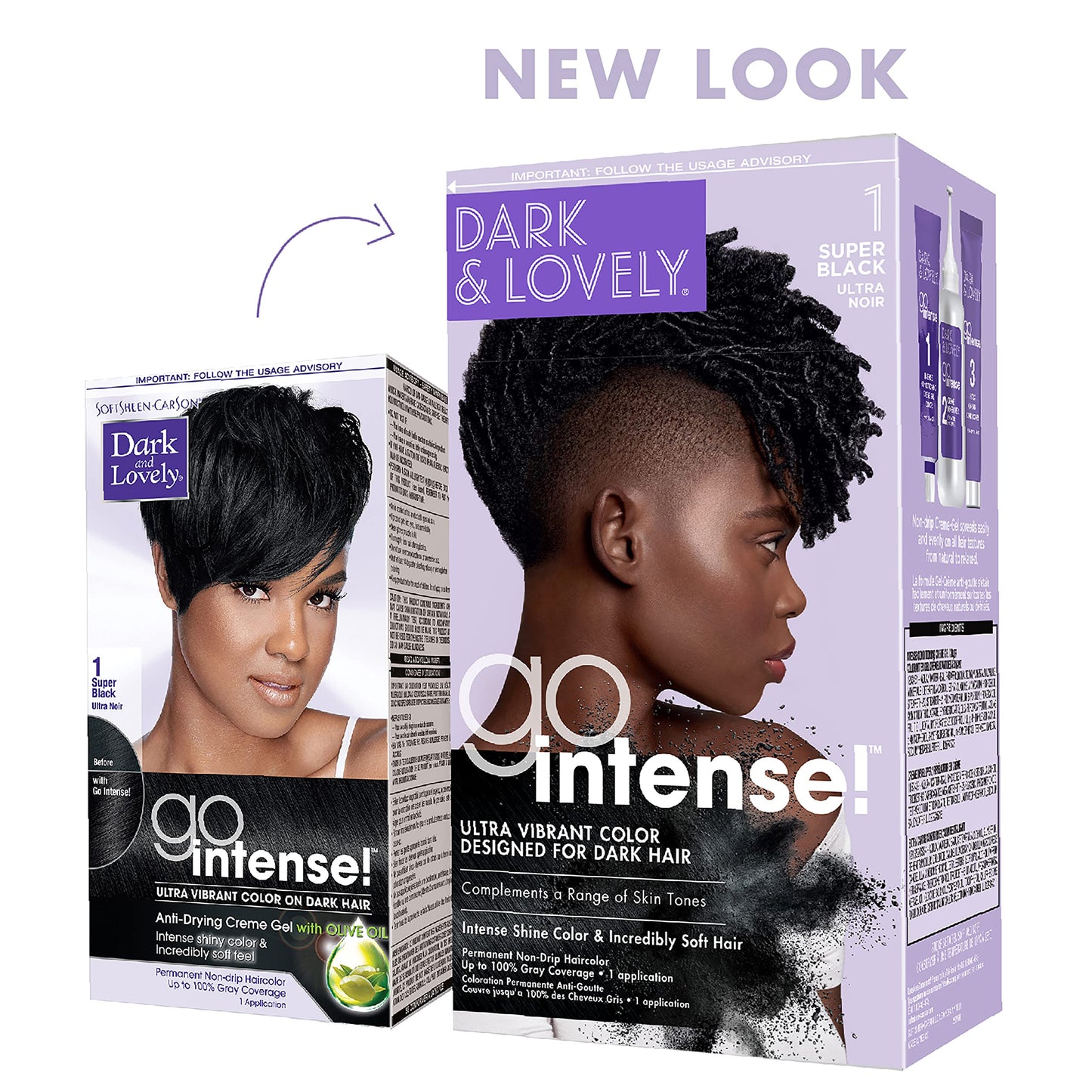 SoftSheen-Carson Dark and Lovely Ultra Vibrant Permanent Hair Color Go Intense Hair Dye with Olive Oil for Shine and Softness, Super Black