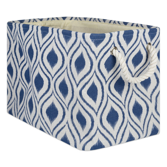 DII Polyester Container with Handles, Ikat Storage Bin, Large, French Blue