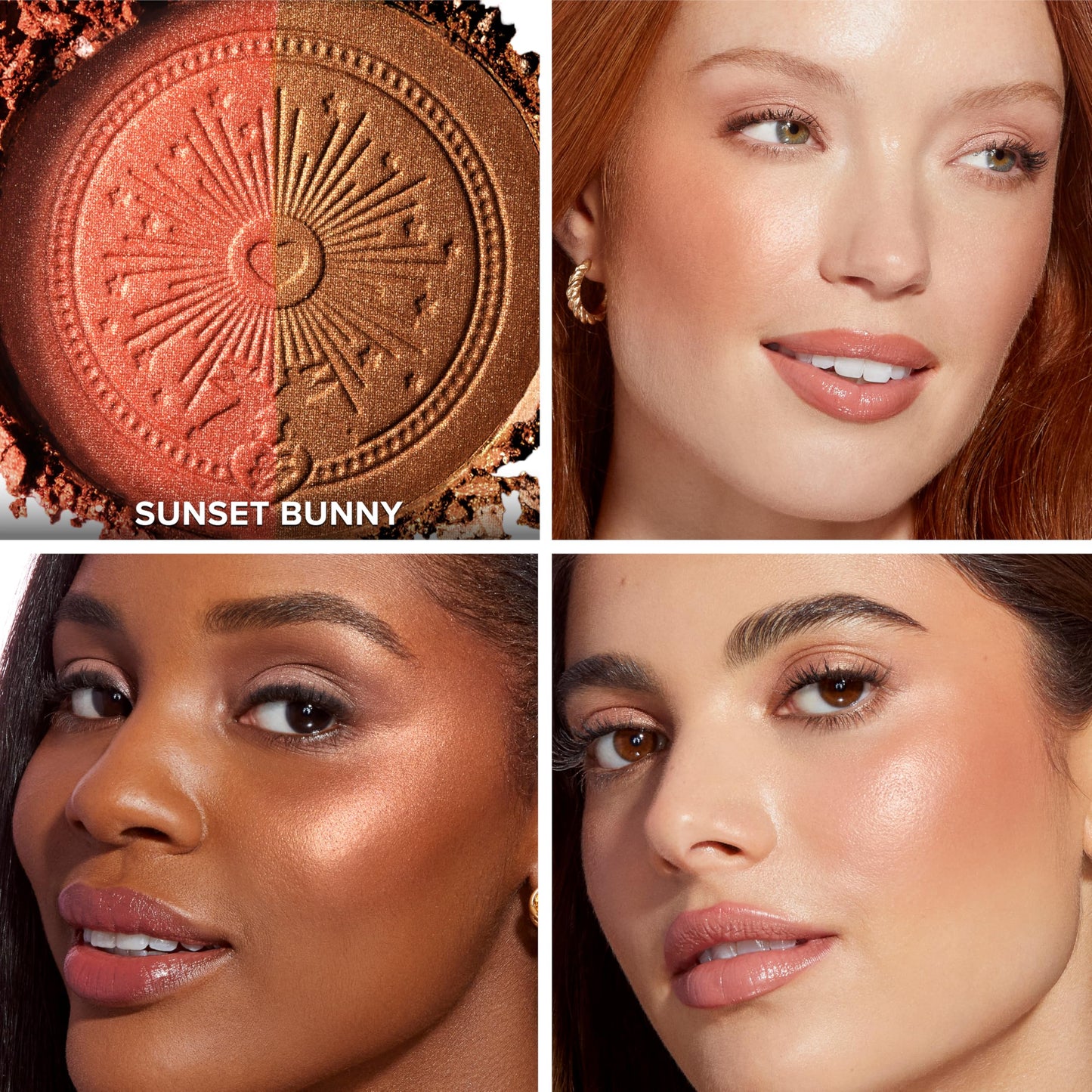 Too Faced Sun Bunny Blushing Bronzer | Dual-Shade Sheer, Luminous Bronzer Blush with Pink Undertones to Mimic Natural Flush, Sunset Bunny, 0.28 Ounce