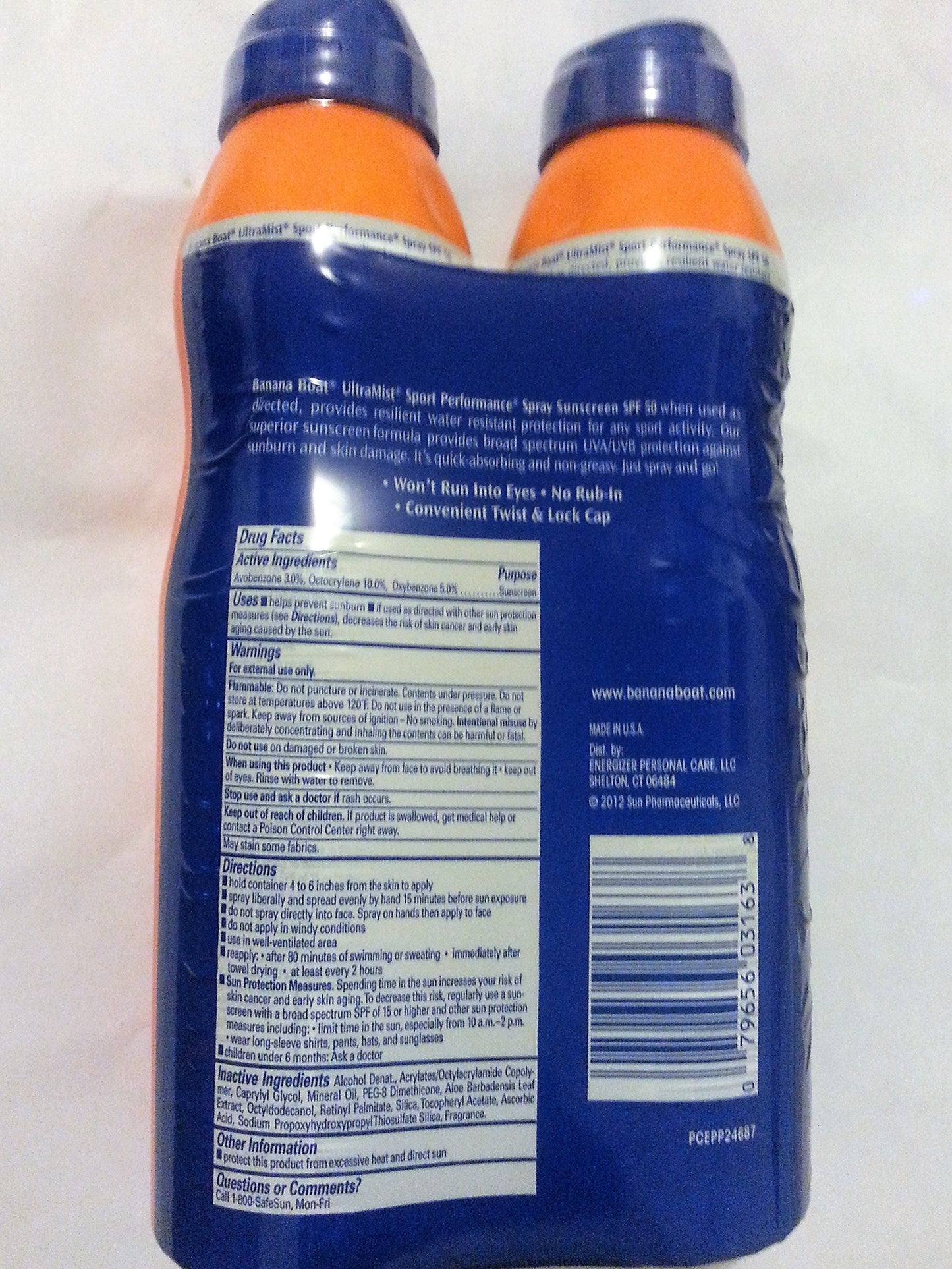 Banana Boat Continuous Spf#50 + Spray Sport 6 Ounce (Powerstay) (177ml) (2 Pack)