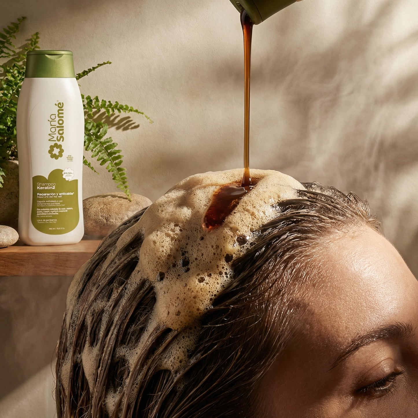 Maria Salome Keratin2 Hair Repair and Loss Prevention kit of Shampoo 13.5 fl.oz. - Conditioner 13.5fl.oz. - Cream 11.8 fl.oz. Natural Products