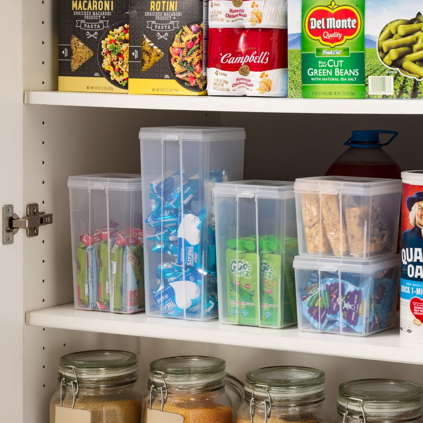 IRIS USA Vertical Plastic Flip Top Storage Containers Bins with Lids for Pantry, Home, Office, Organization, Medium, Stackable Hinged Organizer…