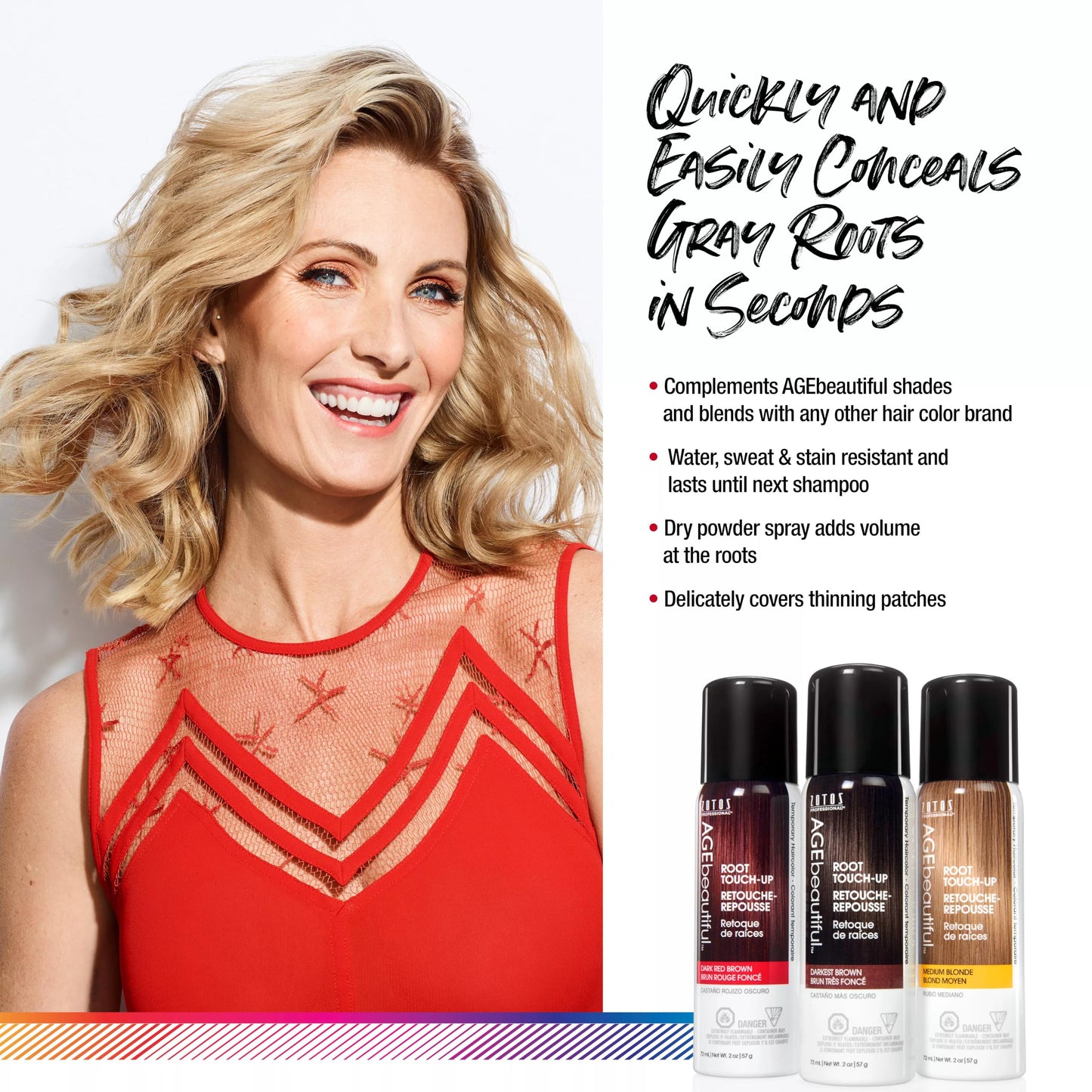 AGE beautiful Root Touch Up Hair Color Spray | Touch-Up Gray Concealer | Temporary Cover Up | Adds Volume & Covers Thinning Patches | Water, Sweat
