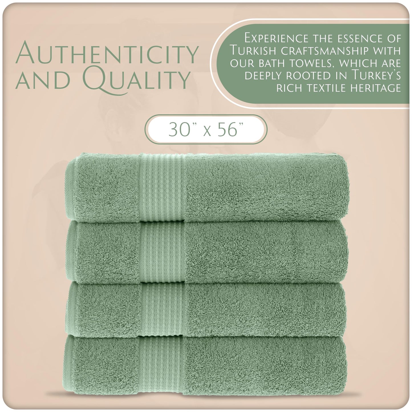 MAURA Basics Performance Bath Towels 100% Turkish Cotton with Hook Loops. Extra Large Luxury Absorbent Plush Towel Sets for Bathroom, Daily Use…