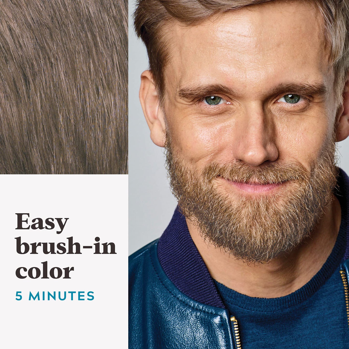Just For Men Mustache & Beard, Beard Dye for Men with Brush Included, With Keratin Biotin Aloe and Coconut Oil for Healthy Facial Hair - Light Brown