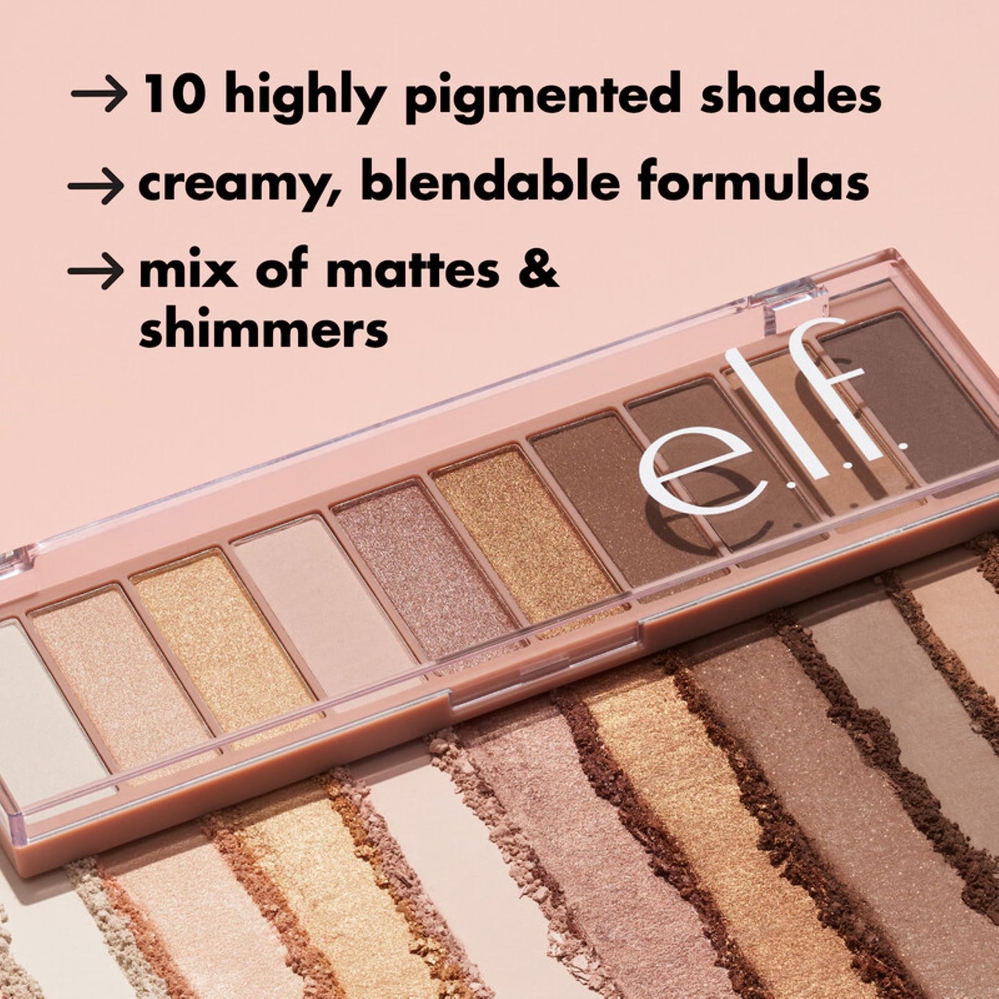 e.l.f. Perfect 10 Eyeshadow Palette, Ten Ultra-pigmented Neutral Shades, Blendable Formula, Vegan & Cruelty-free, Need It Nude (Packaging May Vary)