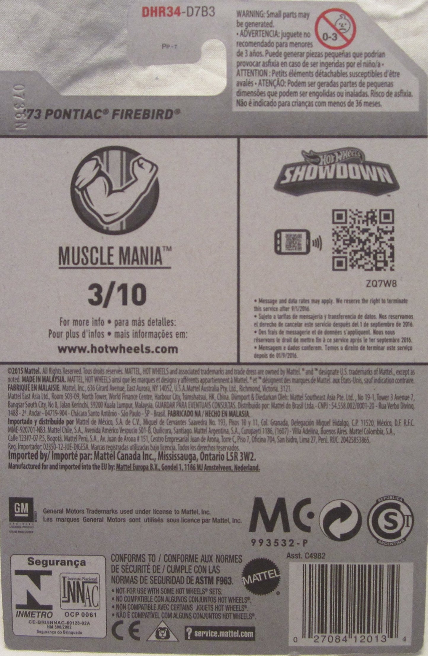 Hot Wheels 2016 Muscle Mania '73 Pontiac Firebird 123/250, Blue