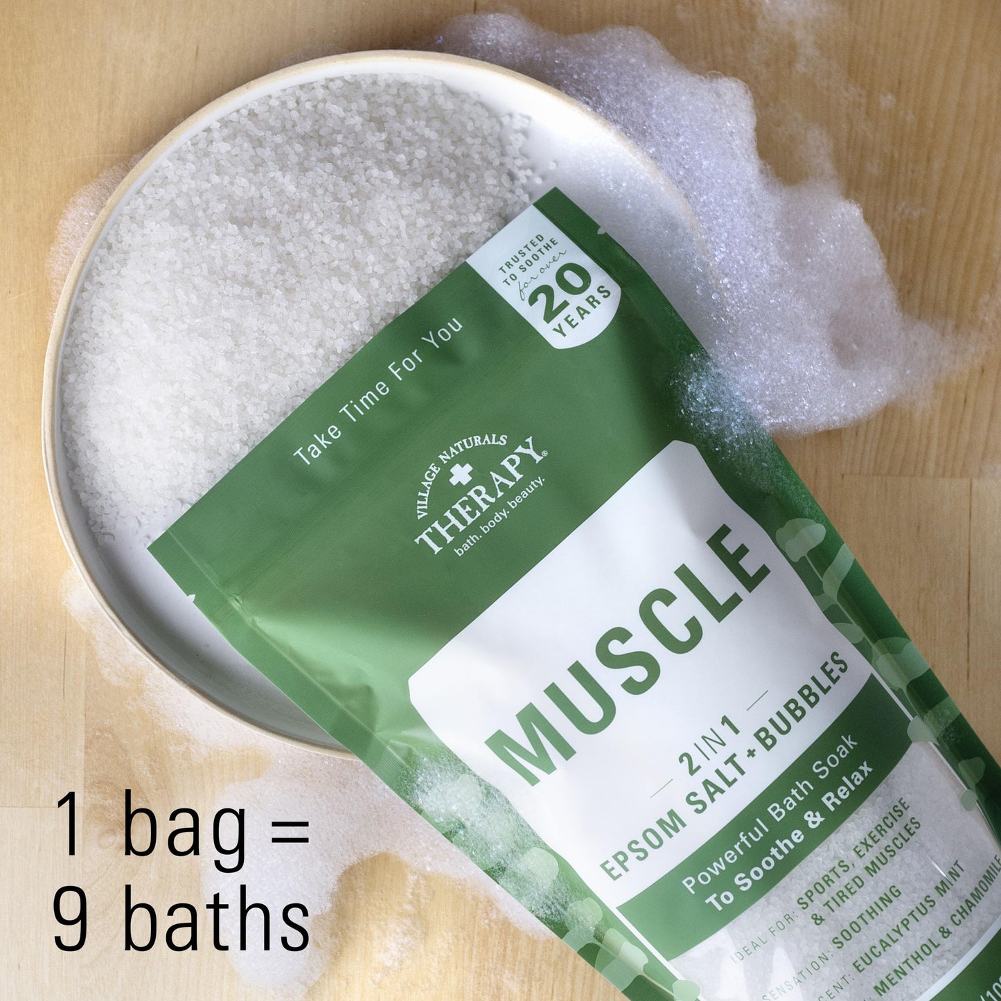 Village Naturals Aches + Pains Muscle Foam Soak Salts 2.25Lbs (1064ml) (2 Pack) Beauty and Personal Care Village Naturals Therapy