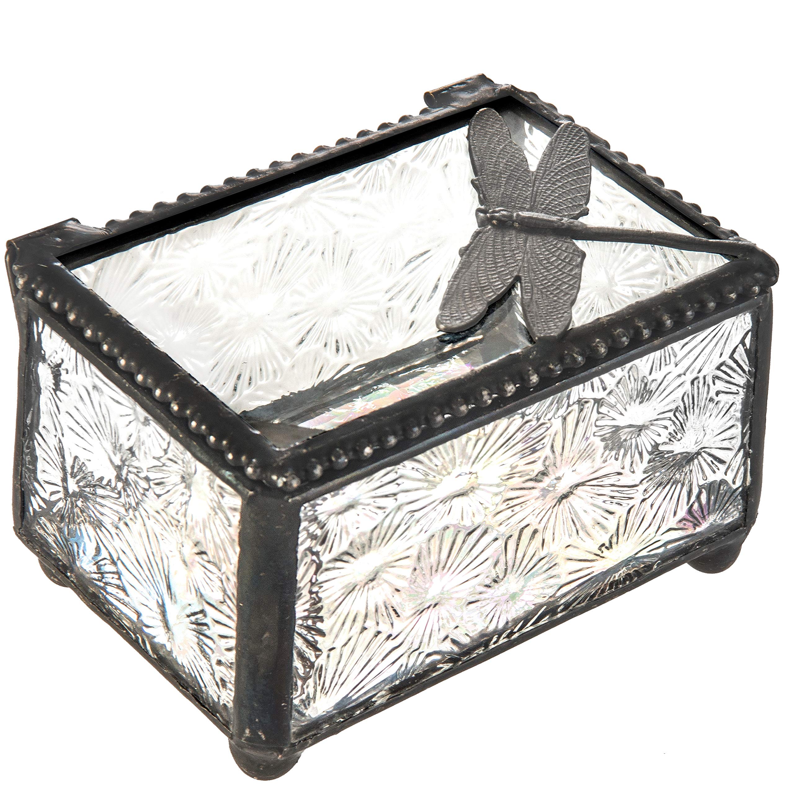 J Devlin Glass Art Dragonfly Trinket Box for Jewelry and Keepsakes ...