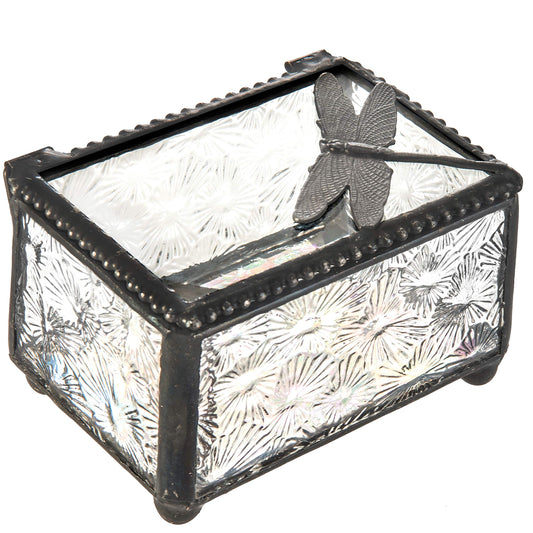 J Devlin Glass Art Dragonfly Trinket Box for Jewelry and Keepsakes Box 291