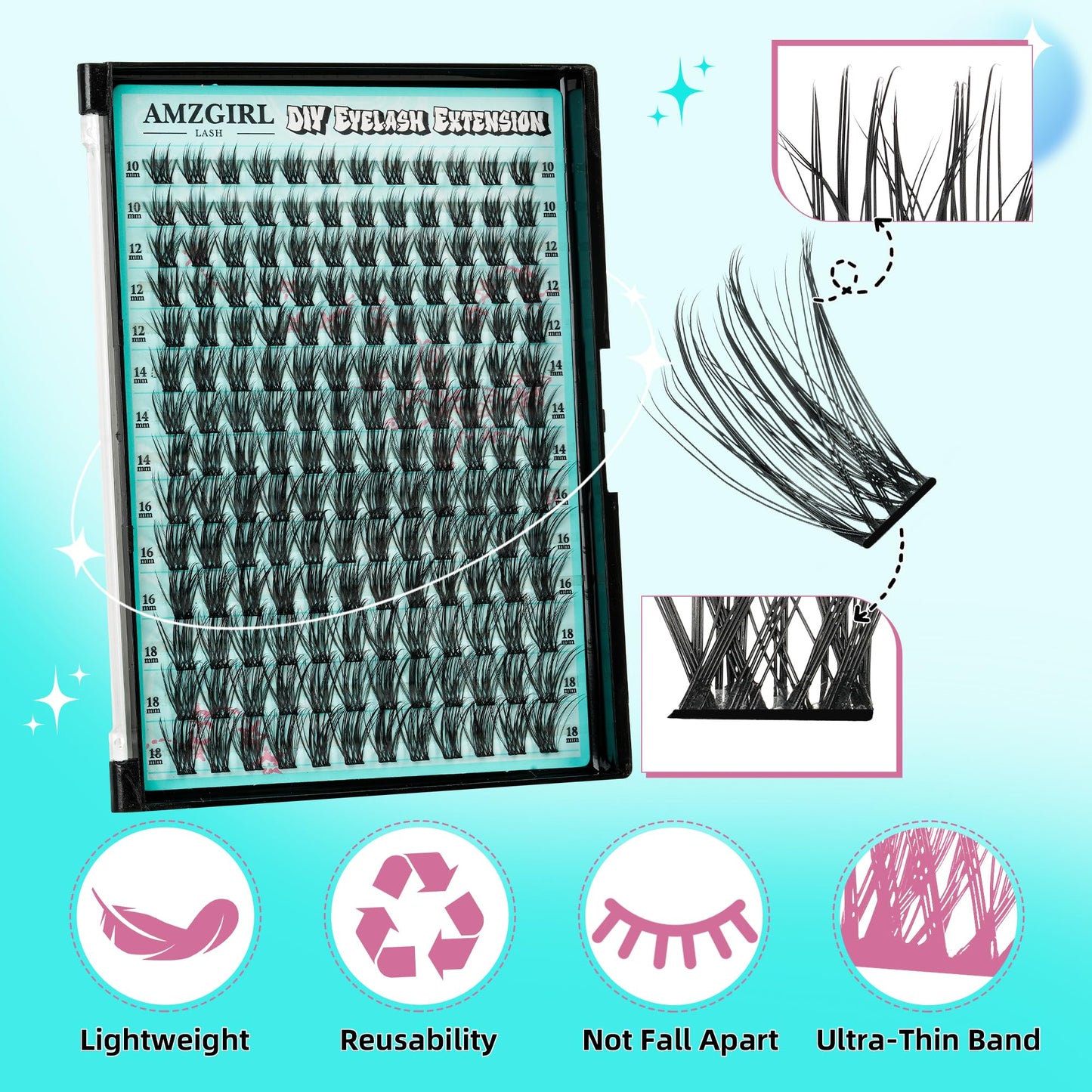 Manga Lash Clusters Fairy Eyelash Extension DIY 168pcs C Curl Anime Lashes Extensions Wispy Eyelashes Cluster with Thin Band Individual Lashes False Beauty and Personal Care AMZGIRL LASH