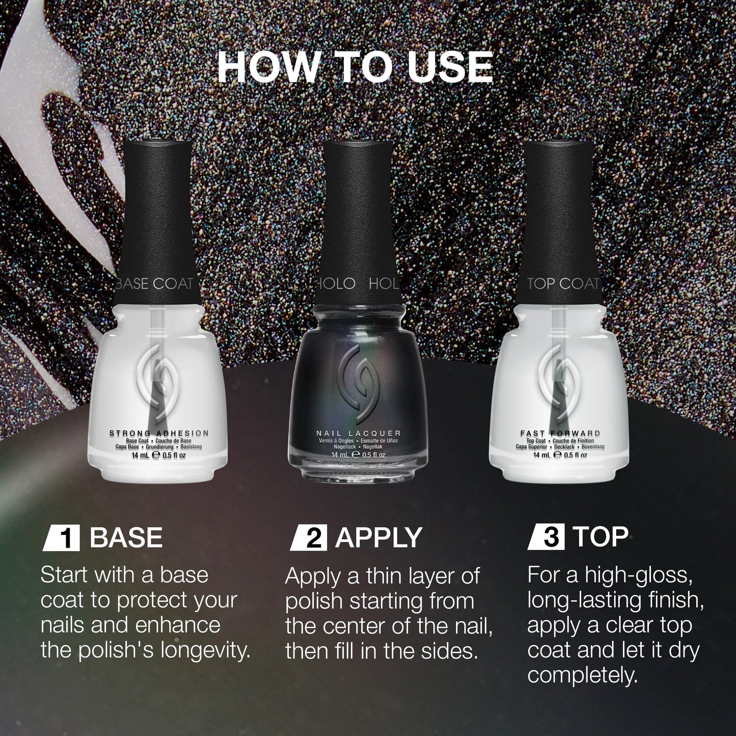 China Glaze CG Nail Lacquer Shadow Banned - Holographic Black Nail Polish, Quick Dry Iridescent Shift, High-Gloss Finish for Salon Quality DIY Beauty & Personal Care China Glaze