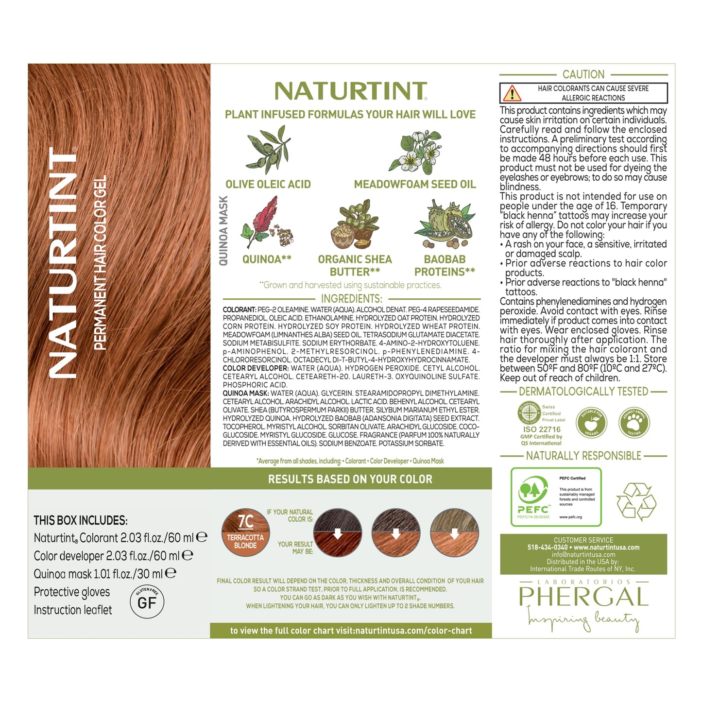 Naturtint 7C Terracotta Blonde Permanent Hair Color (Pack of 1), Ammonia Free, Vegan, Cruelty Free, up to 100% Gray Coverage, Long Lasting Results