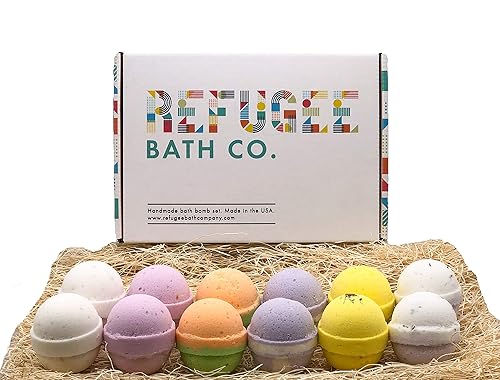 Refugee Bath Co. Variety Pack Bath Bombs 2.5 oz. Each Cocoa Butter and Plant-Based Ingredients Support Refugee Employment in USA (Variety 12 Pack)