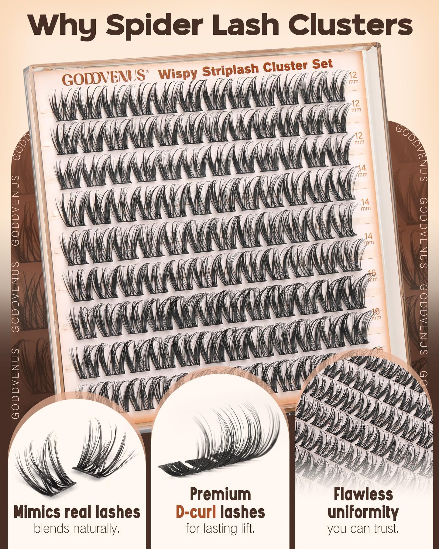 Goddvenus Spider Eye Lash Clusters Wispy Eyelash Clusters, D Curl Cluster Eyelash Extensions Natural Look, 10-16mm False Eyelashes for K Jenner Vibes Beauty and Personal Care Goddvenus