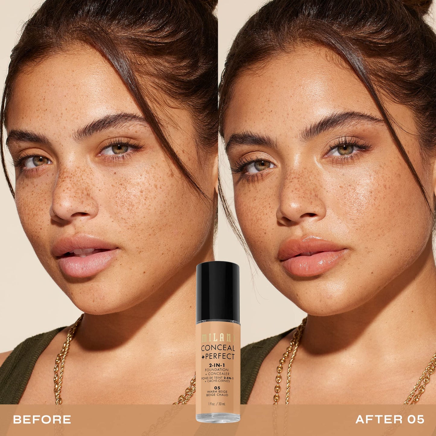 Milani Conceal + Perfect 2-in-1 Foundation + Concealer for a Flawless Complexion, Under Eye Corrector, Cover Redness and Imperfections, Waterproof