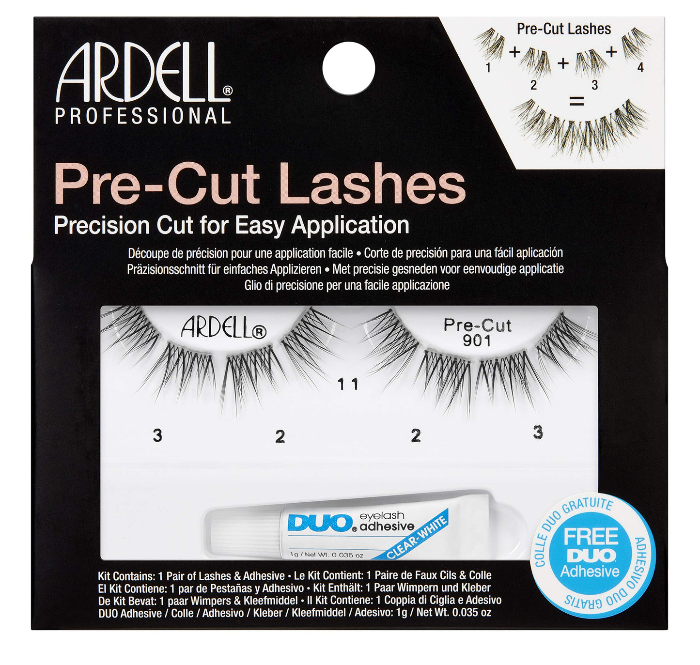 Ardell Pre-Cut Lashes 901 - Natural-Looking Clusters, Segmented Lash Strips, Individual Lash Extensions with DUO Adhesive