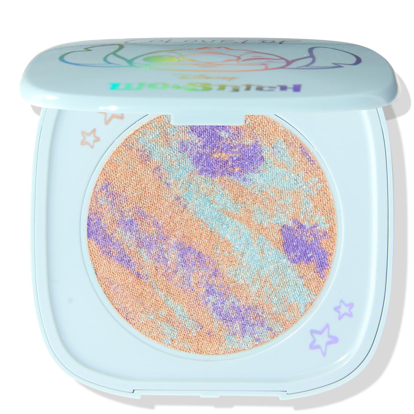 Colourpop x Stitch Ohana Super Shock Powder Highlighter - Limited Edition Tie-Dye Highlighter Makeup for a Luminous Glow - Weightless, Blendable