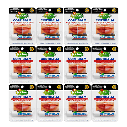 Dr. Dan's Cortibalm- 12 Pack - for Dry Cracked Lips - Healing Lip Balm for Severely Chapped Lips - Designed for Men, Women and Children Beauty and Personal Care Dr. Dan's