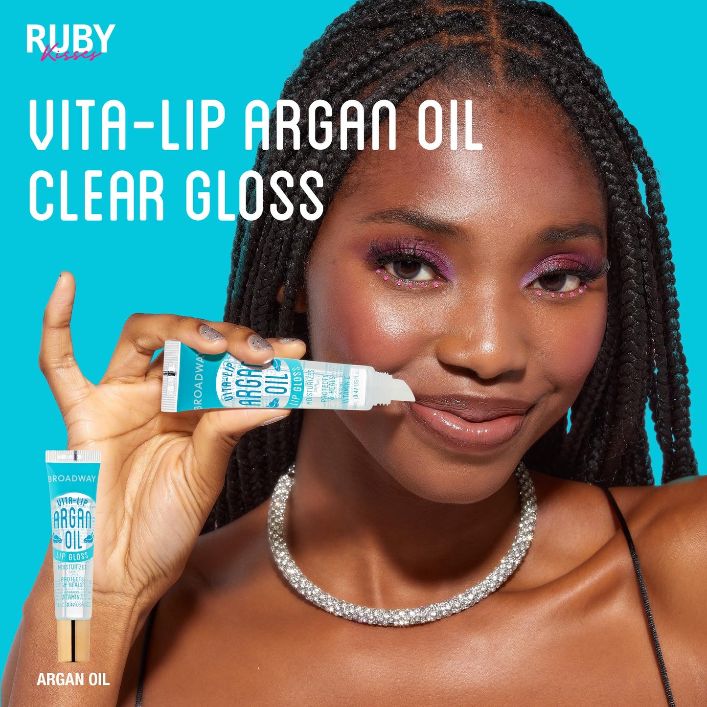 Ruby Kisses Broadway Vita-Lip Clear Lip Gloss (Argan Oil 48 Pack), Ultra-Hydrating & Soothing Formula with Multi-Vitamin Oils, High-Shine Non-Sticky