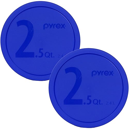 Pyrex 325-PC 2.5qt Blue Mixing Bowl Food Storage Replacement Lids (2-Pack) - Made in USA