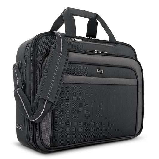 Solo New York Briefcase - Laptop Carrying Bag for Women & Men, Brief for Travel & Work, Front Zippered Pocket, Adjustable Shoulder Strap, Fits 17.3"
