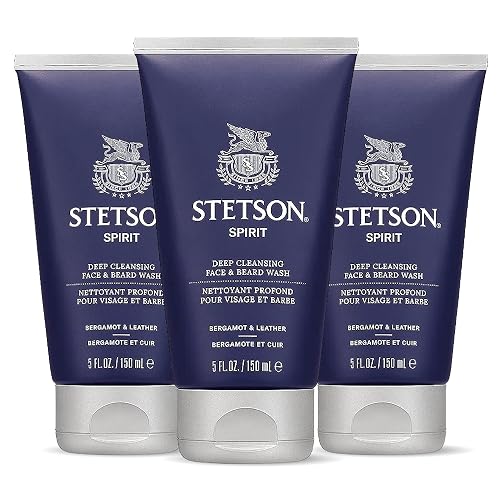 SCENT BEAUTY STETSON Personal Care Deep Clean Face & Beard Wash Men's Face Wash & Clarifying Soap - 5 oz - 3 Pack - Spirit