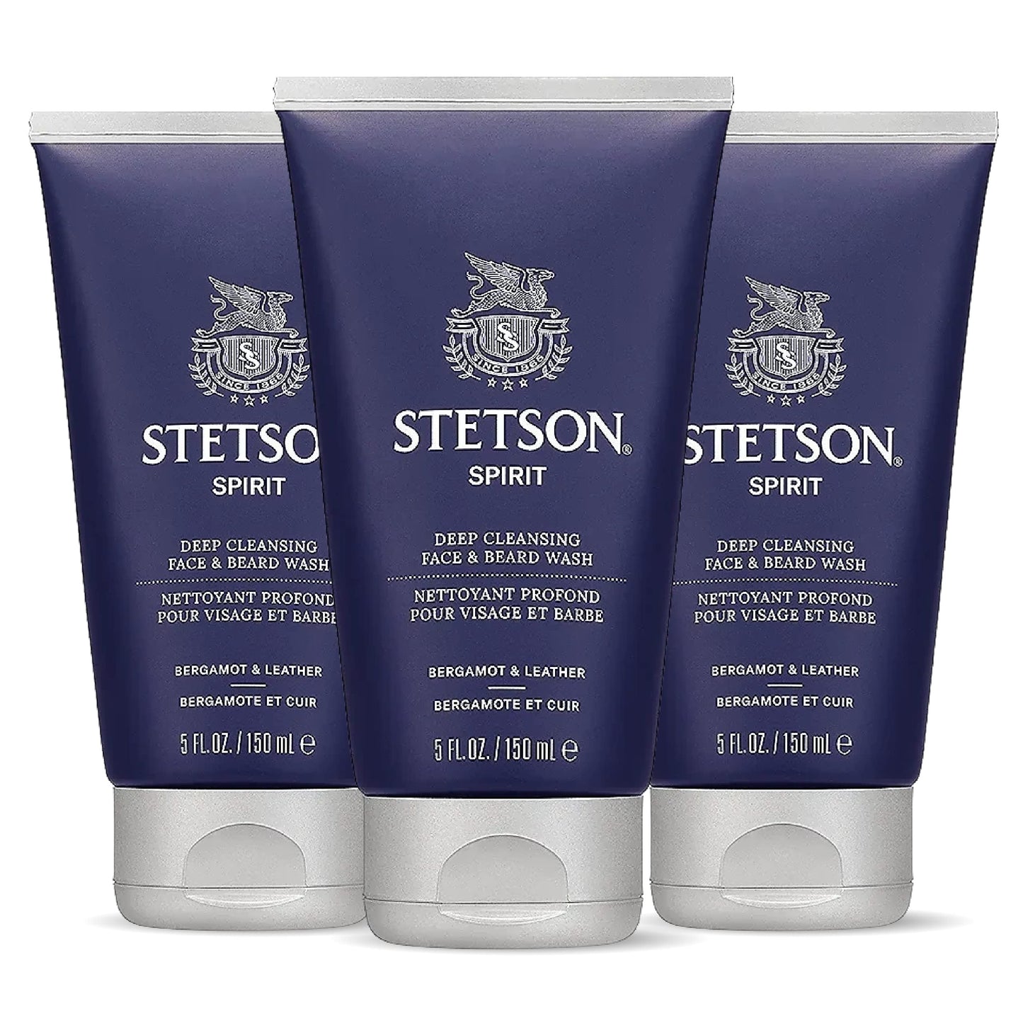 SCENT BEAUTY STETSON Personal Care Deep Clean Face & Beard Wash Men's Face Wash & Clarifying Soap - 5 oz - 3 Pack - Spirit