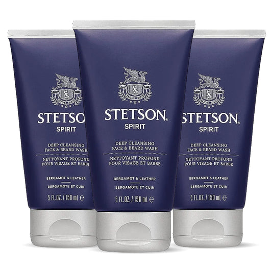 SCENT BEAUTY STETSON Personal Care Deep Clean Face & Beard Wash Men's Face Wash & Clarifying Soap - 5 oz - 3 Pack - Spirit