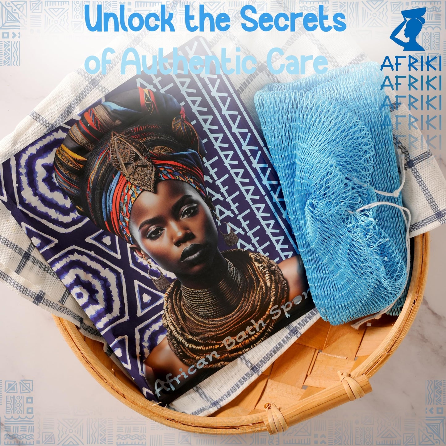 African Net Sponge, Premium Authentic Exfoliating Body Scrubber, Extra Long Stretch Bath Sponge for Shower, Deep Exfoliating Washcloth for Smooth Beauty and Personal Care AFRIKI