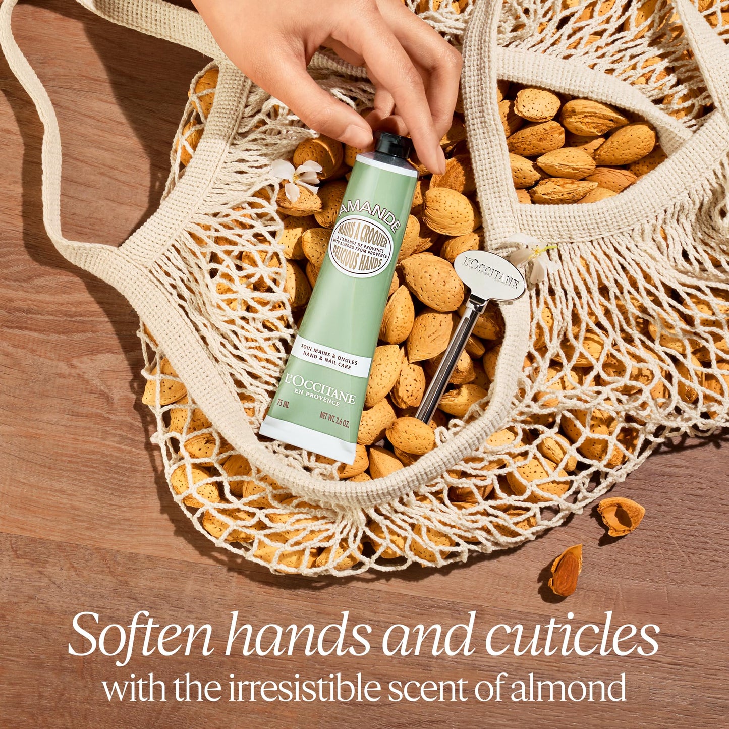 L'OCCITANE Almond Delicious Hand & Nail Cream: Soften hands & Cuticles with Irresistible Almond Scent, Moisturizing, Infused With Almond Oil, 24-hour