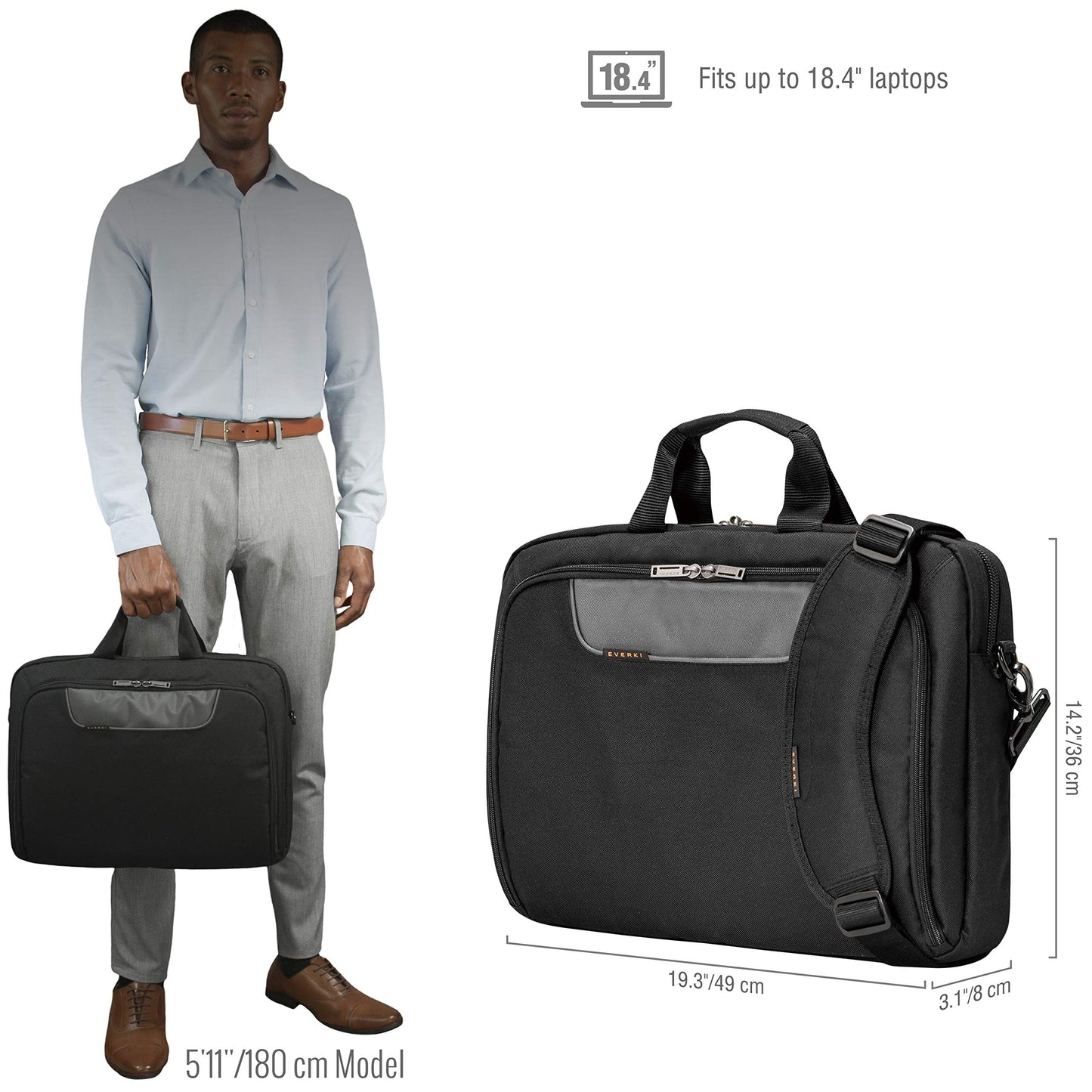 EVERKI Advance Laptop Briefcase 18.4 Inch - Business Briefcase for Men & Women, Ideal Lap Top Computer Bag for Travel, Heavy Duty Laptop Bag, Lap Top